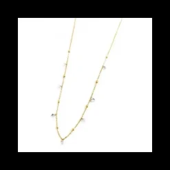 Marlù COLLANA ORO 45CM CON CRISTALLI BIANCHI E SFERE