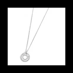 Marlù COLLANA PENDENTE CIRCOLARE MARTELLATO 15MM ACCIAIO