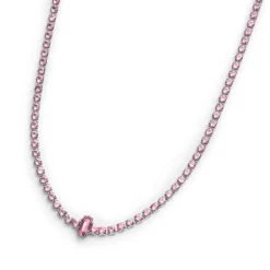 Marlù Collana tennis con zirconi e zircone centrale baguette