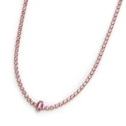 Marlù Collana tennis con zirconi e zircone centrale baguette