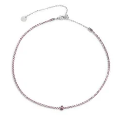 Marlù Collana tennis con zirconi e zircone centrale baguette