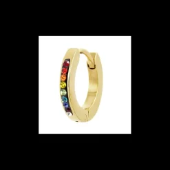 Marlù MONO ORECCHINIO CERCHIO PVD ORO 13MM CRISTALLI MULTICOLOR