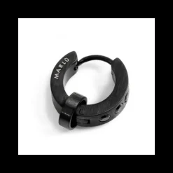 Marlù MONO ORECCHINO CERCHIO PVD NERO 14MM CRISTALLI NERI SP2,30MM CON ANELLO
