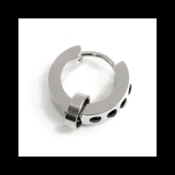 Marlù MONO ORECCHINO CERCHIO ACCIAIO 14MM CRISTALLI NERI SP3,80MM CON ANELLO