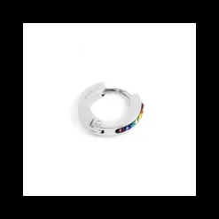 Marlù MONO ORECCHINO CERCHIO ACCIAIO 11MM CRISTALLI MULTICOLOR