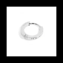 Marlù MONO ORECCHINO CERCHIO ACCIAIO 13MM CRISTALLI BIANCHI