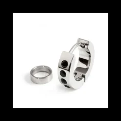 Marlù MONO ORECCHINO CERCHIO ACCIAIO 14MM CRISTALLI NERI SP3,80MM CON ANELLO