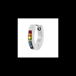 Marlù MONO ORECCHINO CERCHIO ACCIAIO 11MM CRISTALLI MULTICOLOR