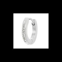 Marlù MONO ORECCHINO CERCHIO ACCIAIO 13MM CRISTALLI BIANCHI