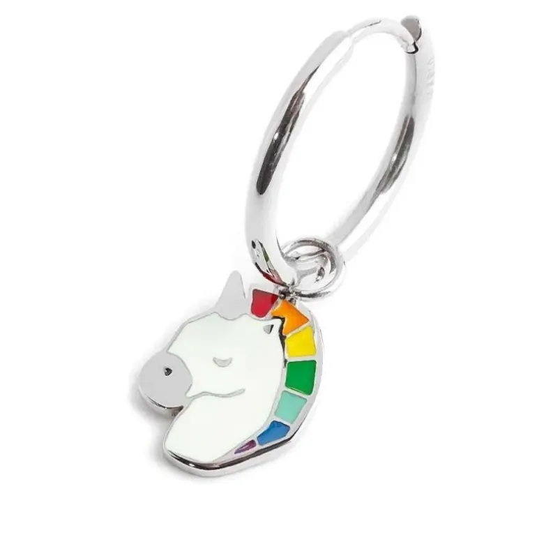 Marlù MONO ORECCHINO CON PENDENTE UNICORNO ACCIAIO