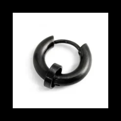 Marlù MONO ORECCHINO PVD NERO CERCHIO 19MM CON ANELLO