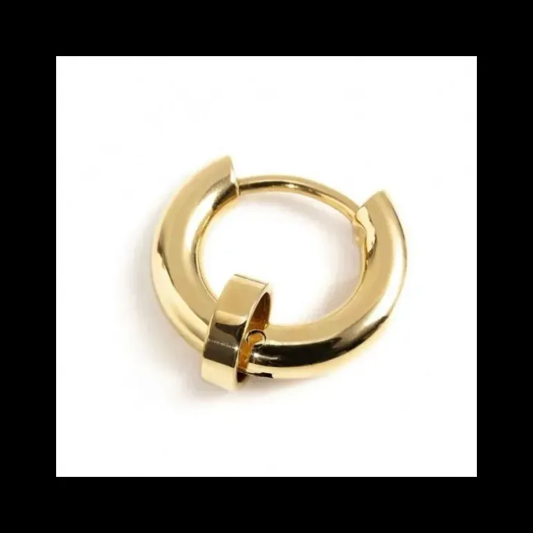 Marlù MONO ORECCHINO PVD ORO CERCHIO 14MM CON ANELLO