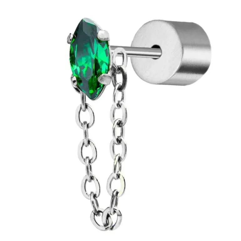 Marlù Orecchino a lobo con zircone e catena cross