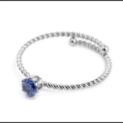 MARLÙ-ANELLO CON CRISTALLO BLU 4 MM ACCIAIO