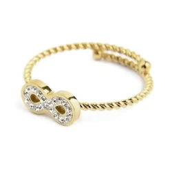 MARLÙ-ANELLO INFINITO CON CRISTALLI BIANCHI PVD ORO