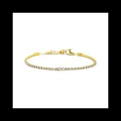 MARLU’ - BRACCIALE TENNIS 2MM ZIRCONI BIANCHI E ZIRCONE BAGUETTE CENTRALE PVD ORO