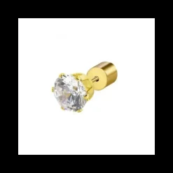 MARLU’ - ORECCHINO CON ZIRCONE BIANCO 6MM PVD ORO