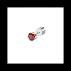 MARLU’ - ORECCHINO CON ZIRCONE ROSSO 4MM ACCIAIO