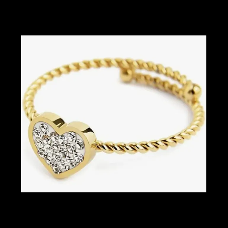 MARLU'-ANELLO CUORE CON CRISTALLI BIANCHI PVD ORO