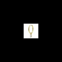 MARLU'-ORECCHINO A CERCHIO CON CRISTALLO BAGUETTE BIANCO PENDENTE PVD ORO