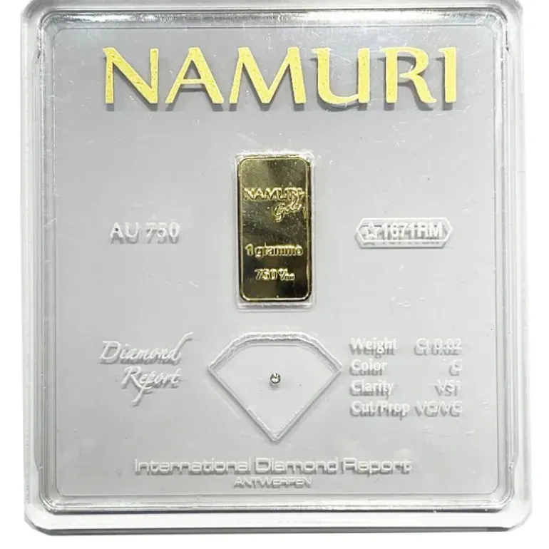 Namuri - LINGOTTO 1 GRAMMO ORO 18KT e DIAMANTE 0,09CT G VS1
