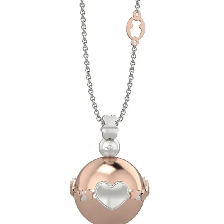 Nanan Collana con Pendente Con Bolas Rosa In Metallo - Cuore