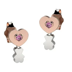 Nanàn Orecchini cuore con "diamantino" ed orsetto