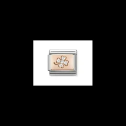 NOMINATION - LINK COMPOSABLE CLASSIC QUADRIFOGLIO CON PIETRE IN ORO ROSA