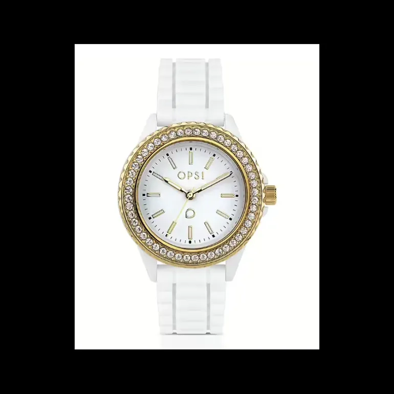 Ops Object - Orologio BRILLIANT con cinturino in silicone bianco