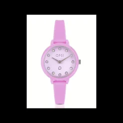 Ops Object - Orologio PRECIOUS ROUND con cinturino in silicone lilla