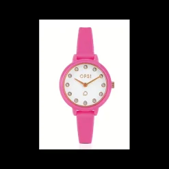 Ops Object - Orologio PRECIOUS ROUND con cinturino in silicone fucsia
