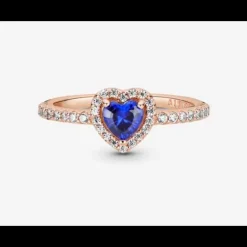 Pandora - Anello con cuore in rilievo blu scintillante