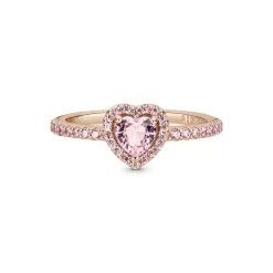 PANDORA - Anello Cuore in rilievo scintillante Rose gold and orchid pink