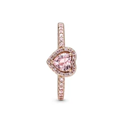 PANDORA - Anello Cuore in rilievo scintillante Rose gold and orchid pink