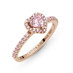 PANDORA - Anello Cuore in rilievo scintillante Rose gold and orchid pink