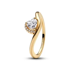 Pandora - Anello Onda con Cuore Luminoso