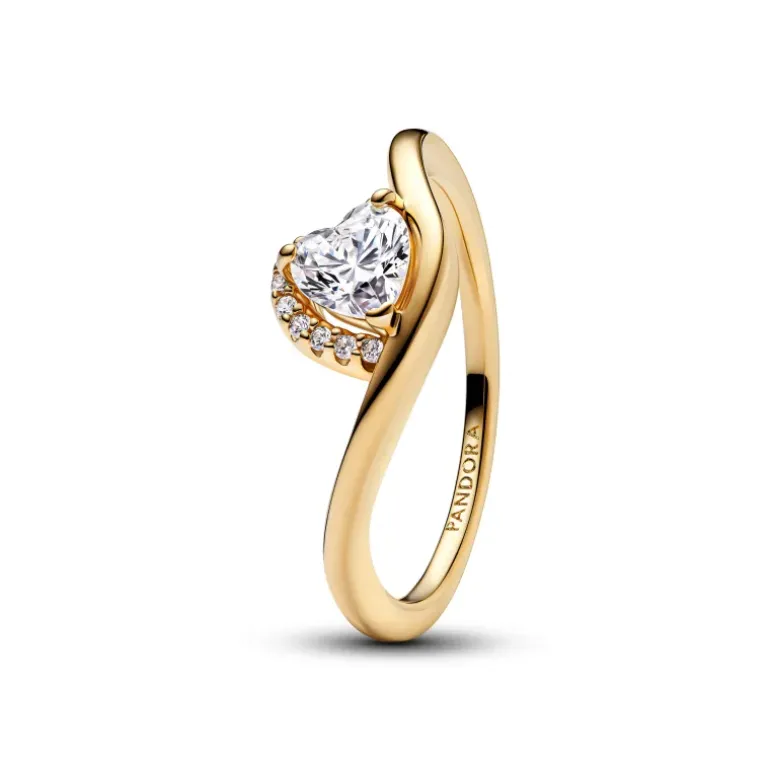 Pandora - Anello Onda con Cuore Luminoso