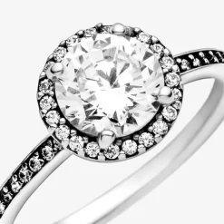 PANDORA - Anello Punto Luce scintillante con pietra rotonda