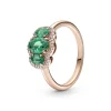 PANDORA - Anello vintage con tre pietre rosé gold and green