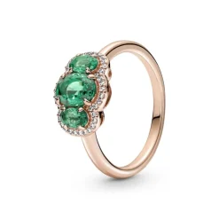PANDORA - Anello vintage con tre pietre rosé gold and green