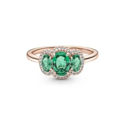 PANDORA - Anello vintage con tre pietre rosé gold and green