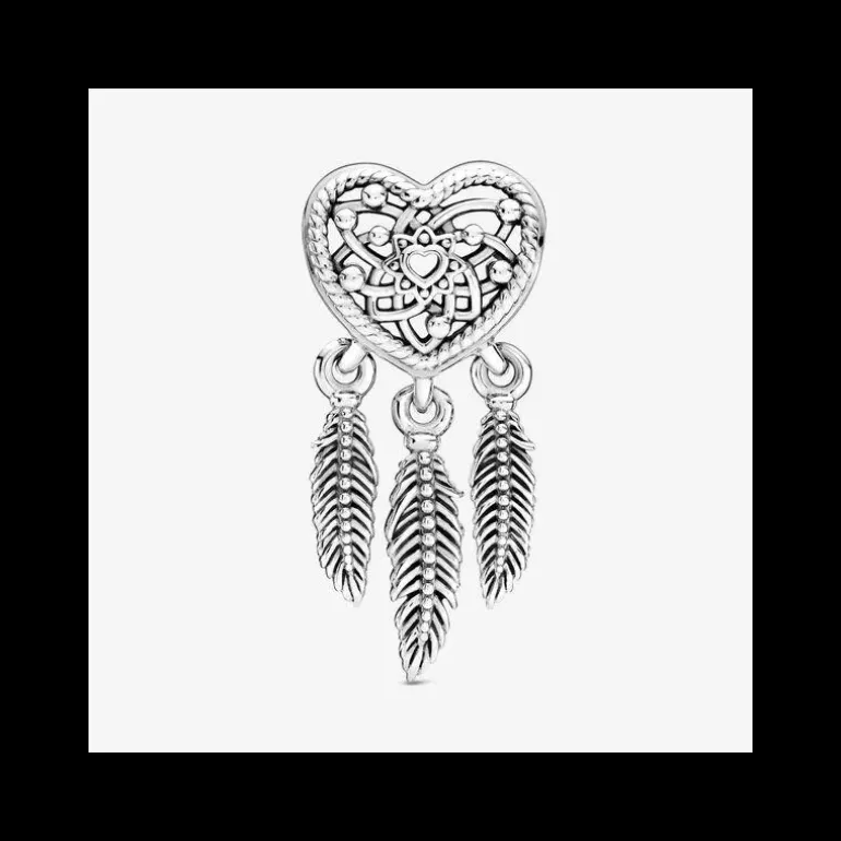Pandora - Charm Openwork Acchiappasogni Cuore Tre Piume