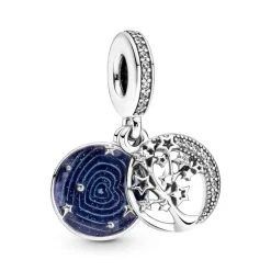 PANDORA - Charm pendente doppio Albero, luna e galassia