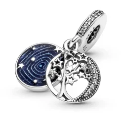 PANDORA - Charm pendente doppio Albero, luna e galassia