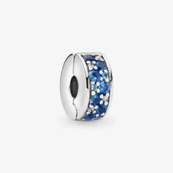 Pandora Clip con pavé blu