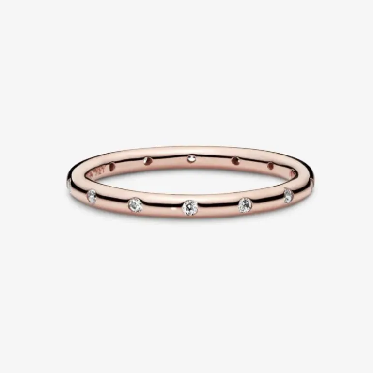 Pandora Anello a fascia scintillante semplice rosè