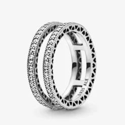 Pandora anello doppi cuori scintillanti