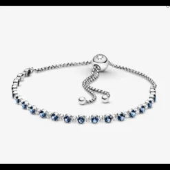 Pandora Bracciale blu scintillante con chiusura regolabile