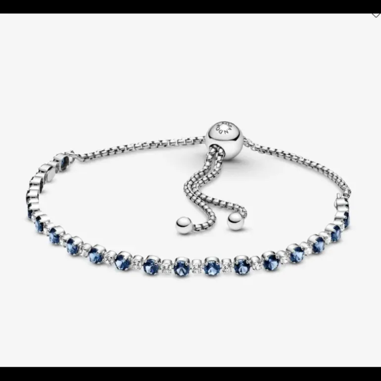 Pandora Bracciale blu scintillante con chiusura regolabile