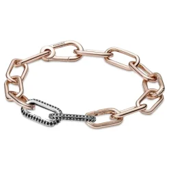 PANDORA charm Doppio Link Pietre Luminose Nere Pandora ME